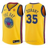 Maglia Bambino Golden State Warriors Kevin Durant NO 35 Citta Giallo