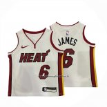 Maglia Bambino Miami Heat Lebron James No 6 Association Bianco