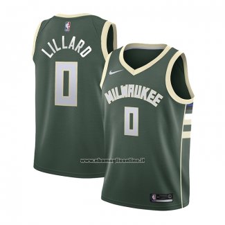 Maglia Bambino Milwaukee Bucks Damian Lillard #0 Icon Verde