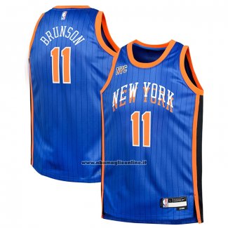 Maglia Bambino New York Knicks Jalen Brunson #11 Citta 2023-24 Blu