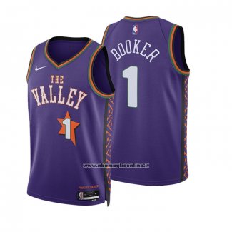 Maglia Bambino Phoenix Suns Devin Booker No 1 Citta 2024-25 Viola