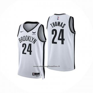 Maglia Brooklyn Nets Cameron Thomas No 24 Association 2024-25 Bianco