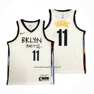 Maglia Brooklyn Nets Kyrie Irving #11 Citta 2020-21 Bianco