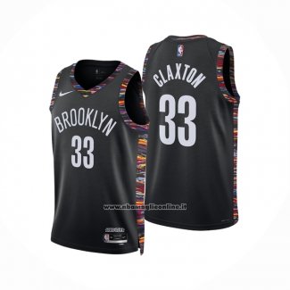 Maglia Brooklyn Nets Nic Claxton No 33 Citta 2025-26 Nero