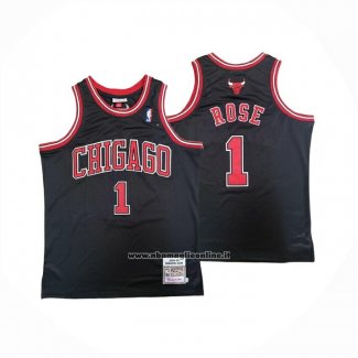 Maglia Chicago Bulls Derrick Rose No 1 Mitchell & Ness 2008-09 Nero