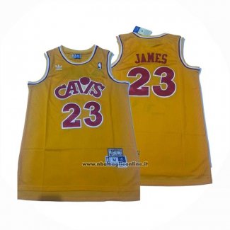 Maglia Cleveland Cavaliers Lebron James No 23 Hardwood Classics Giallo