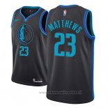 Maglia Dallas Mavericks Wesley Matthews NO 23 Citta 2018-19 Blu