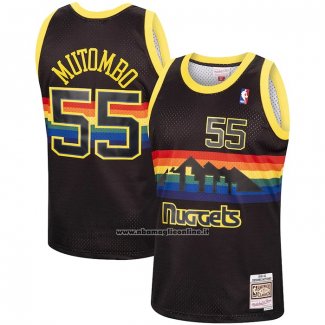 Maglia Denver Nuggets Dikembe Mutombo #55 Mitchell & Ness 1991-92 Nero