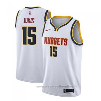 Maglia Denver Nuggets Nikola Jokic NO 15 Association 2018-19 Bianco