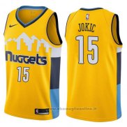 Maglia Denver Nuggets Nikola Jokic NO 15 Statement 2017-18 Giallo