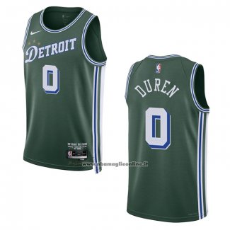 Maglia Detroit Pistons Jalen Duren #0 Citta 2022-23 Verde