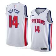 Maglia Detroit Pistons Jameer Nelson NO 14 Association 2018 Bianco