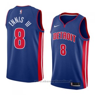 Maglia Detroit Pistons James Ennis III NO 8 Icon 2018 Blu