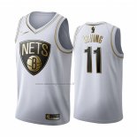 Maglia Golden Edition Brooklyn Nets Kyrie Irving NO 11 Bianco