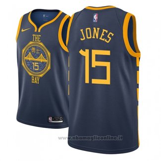 Maglia Golden State Warriors Damian Jones NO 15 Citta 2018-19 Blu