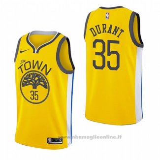 Maglia Golden State Warriors Kevin Durant NO 35 Earned 2018-19 Giallo