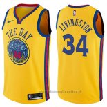 Maglia Golden State Warriors Shaun Livingston NO 34 Chinese Heritage Citta 2017-18 Giallo