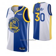 Maglia Golden State Warriors Stephen Curry #30 Split Blu Bianco