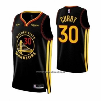 Maglia Golden State Warriors Stephen Curry No 30 Citta 2023-24 Blu