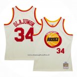 Maglia Houston Rockets Hakeem Olajuwon #32 Mitchell & Ness Chainstitch Crema