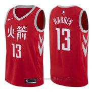 Maglia Houston Rockets James Harden NO 13 Citta 2017-18 Rosso