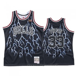 Maglia Lightning Chicago Bulls Scottie Pippen NO 33 Nero