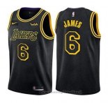 Maglia Los Angeles Lakers LeBron James NO 6 Citta 2019 Nero