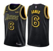 Maglia Los Angeles Lakers LeBron James NO 6 Citta 2019 Nero