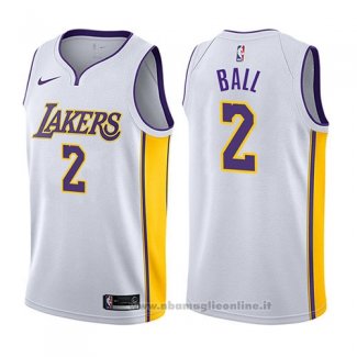 Maglia Los Angeles Lakers Lonzo Ball NO 2 2017-18 Bianco