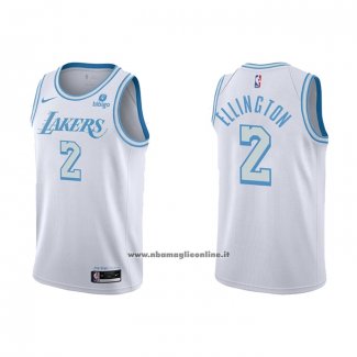 Maglia Los Angeles Lakers Wayne Ellington #2 Citta 2021-22 Bianco