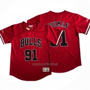 Maglia Manica Corta Chicago Bulls Dennis Rodman No 91 Rosso
