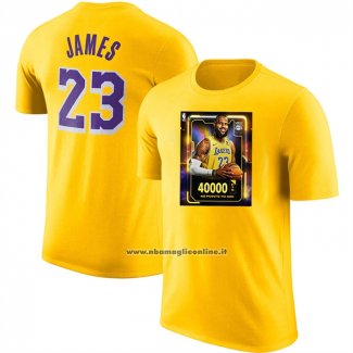 Maglia Manica Corta Los Angeles Lakers James No 23 Commemorative Giallo