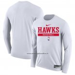 Maglia Manica Lunga Atlanta Hawks Practice Performance 2022-23 Bianco