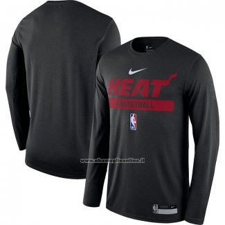 Maglia Manica Lunga Miami Heat Practice Performance 2022-23 Nero