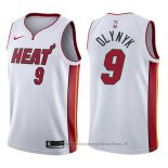 Maglia Miami Heat Kelly Olynyk NO 9 Association 2017-18 Bianco