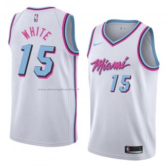 Maglia Miami Heat Okaro White NO 15 Citta 2018 Bianco