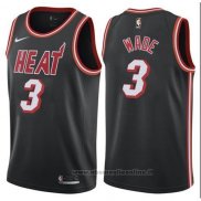 Maglia Miami Heat Wade NO 3 Citta 2017-18 Nero Rosso