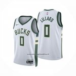 Maglia Milwaukee Bucks Damian Lillard No 0 Association 2024-25 Bianco