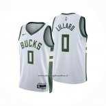 Maglia Milwaukee Bucks Damian Lillard No 0 Association 2024-25 Bianco
