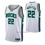 Maglia Milwaukee Bucks Khris Middleton #22 Citta 2021-22 Bianco