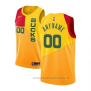 Maglia Milwaukee Bucks Personalizzate Citta 2018-19 Giallo