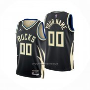 Maglia Milwaukee Bucks Personalizzate Statement 2024-25 Nero