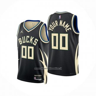 Maglia Milwaukee Bucks Personalizzate Statement 2024-25 Nero