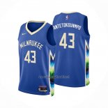 Maglia Milwaukee Bucks Thanasis Antetokounmpo #43 Citta 2022-23 Blu