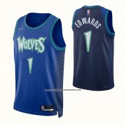 Maglia Minnesota Timberwolves Anthony Edwards #1 Citta 2021-22 Blu