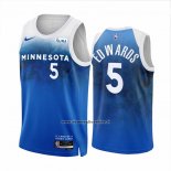 Maglia Minnesota Timberwolves Anthony Edwards #5 Citta 2023-24 Blu