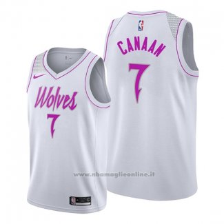 Maglia Minnesota Timberwolves Isaiah Canaan NO 7 Earned Bianco