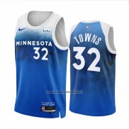 Maglia Minnesota Timberwolves Karl-Anthony Towns #32 Citta 2023-24 Blu