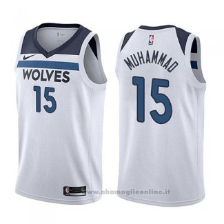 Maglia Minnesota Timberwolves Shabazz Muhammad NO 15 Association 2017-18 Bianco