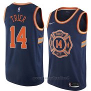 Maglia New York Knicks Allonzo Trier NO 14 Citta 2018 Blu